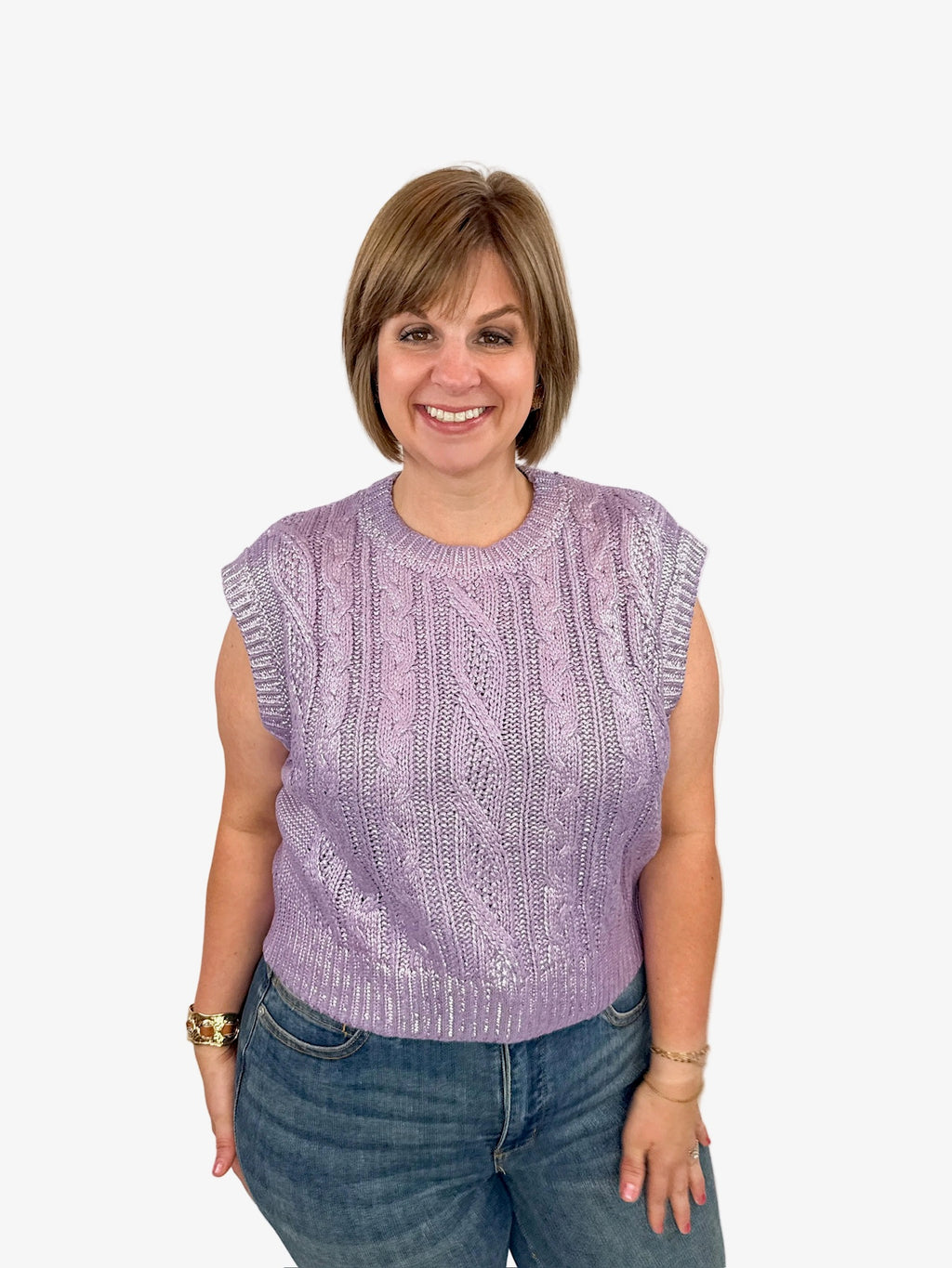 Lilac Metallic Cropped Sweater Top Try On Video - SLS Wares