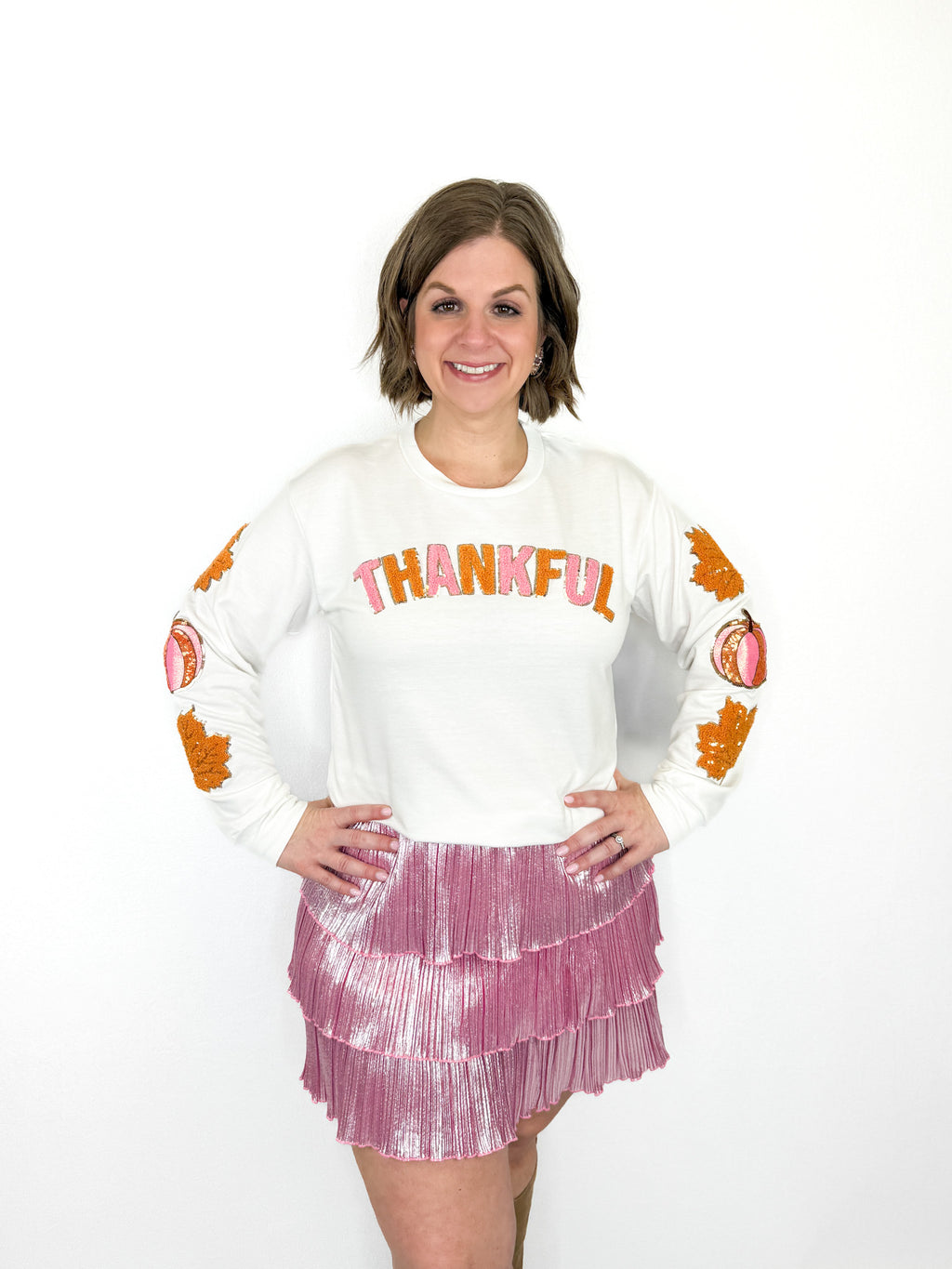 Thankful Patch Long Sleeve Top Try On Video - SLS Wares