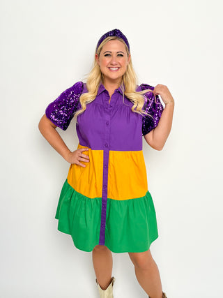 Mardi Gras Sequin Sleeve Dress Try On Video - SLS Wares