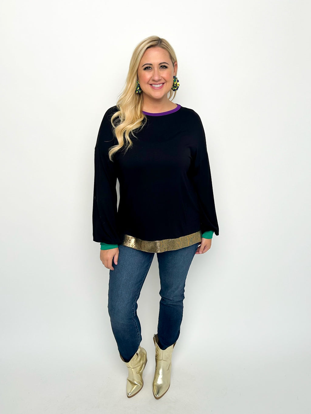 Mardi Gras Black Balloon Sleeve Top Try On Video - SLS Wares