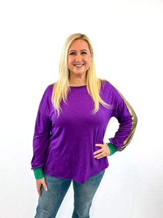 Mardi Gras Purple Balloon Sleeve Top Try On Video - SLS Wares