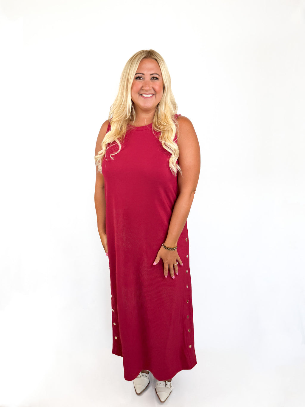 Red Gold Studded Maxi Dress Try On Video - SLS Wares