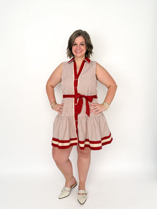 Rust Striped Ruffle Hem Try On Video - SLS Wares