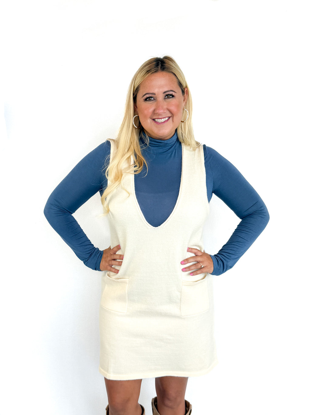 Cream Sleeveless Sweater Dress Cream Sleeveless Sweater Dress