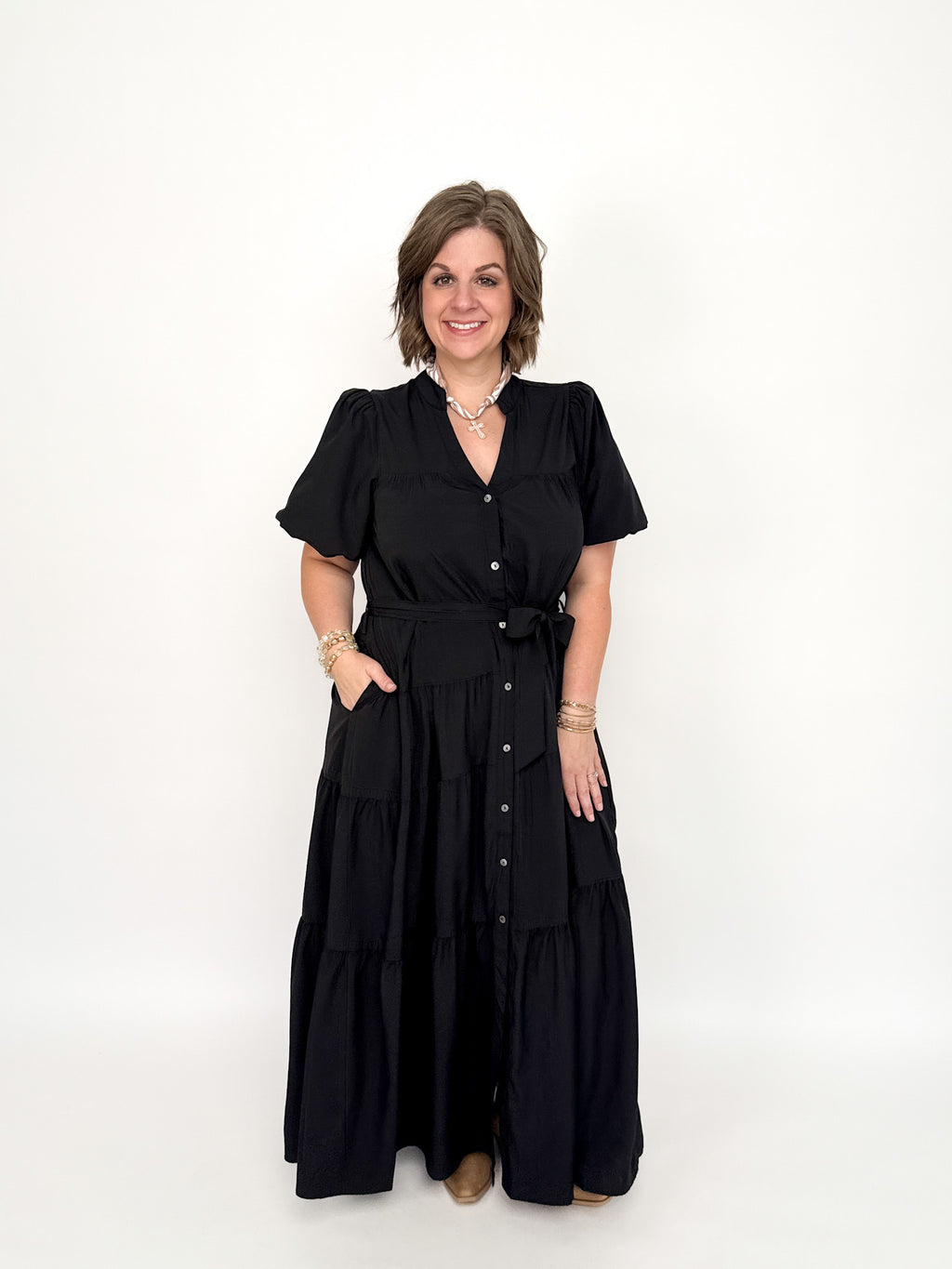 Black Button Down Maxi Dress Try On Video - SLS Wares