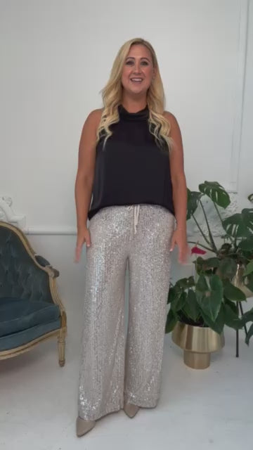 Champagne Sequin Pants Try On Video - SLS Wares