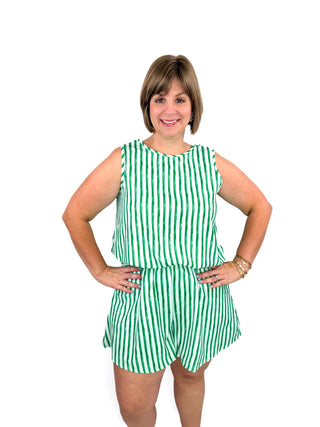 Green Striped Short Set Try OnVideo - SLS Wares