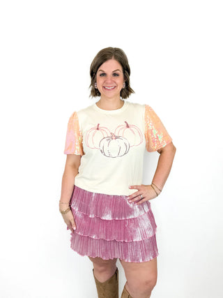 Pumpkin Sequin Sleeve Top - SLS Wares