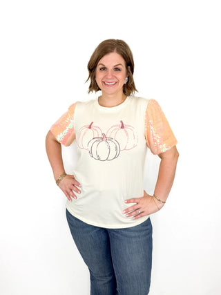 Pumpkin Sequin Sleeve Top - SLS Wares