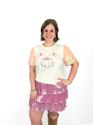 Pumpkin Sequin Sleeve Top - SLS Wares