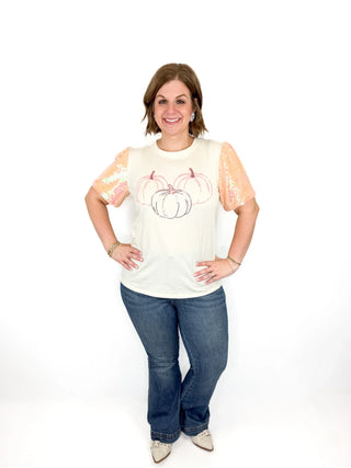 Pumpkin Sequin Sleeve Top - SLS Wares