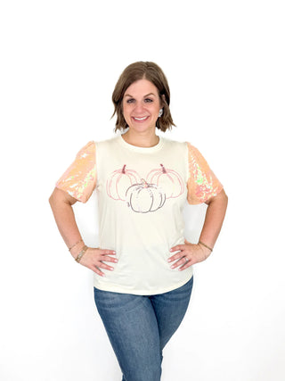 Pumpkin Sequin Sleeve Top - SLS Wares