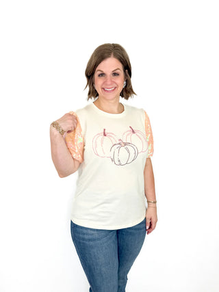 Pumpkin Sequin Sleeve Top - SLS Wares