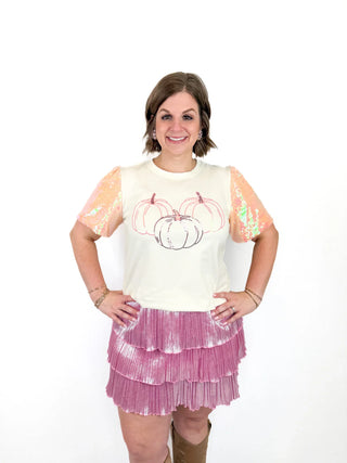 Pumpkin Sequin Sleeve Top - SLS Wares