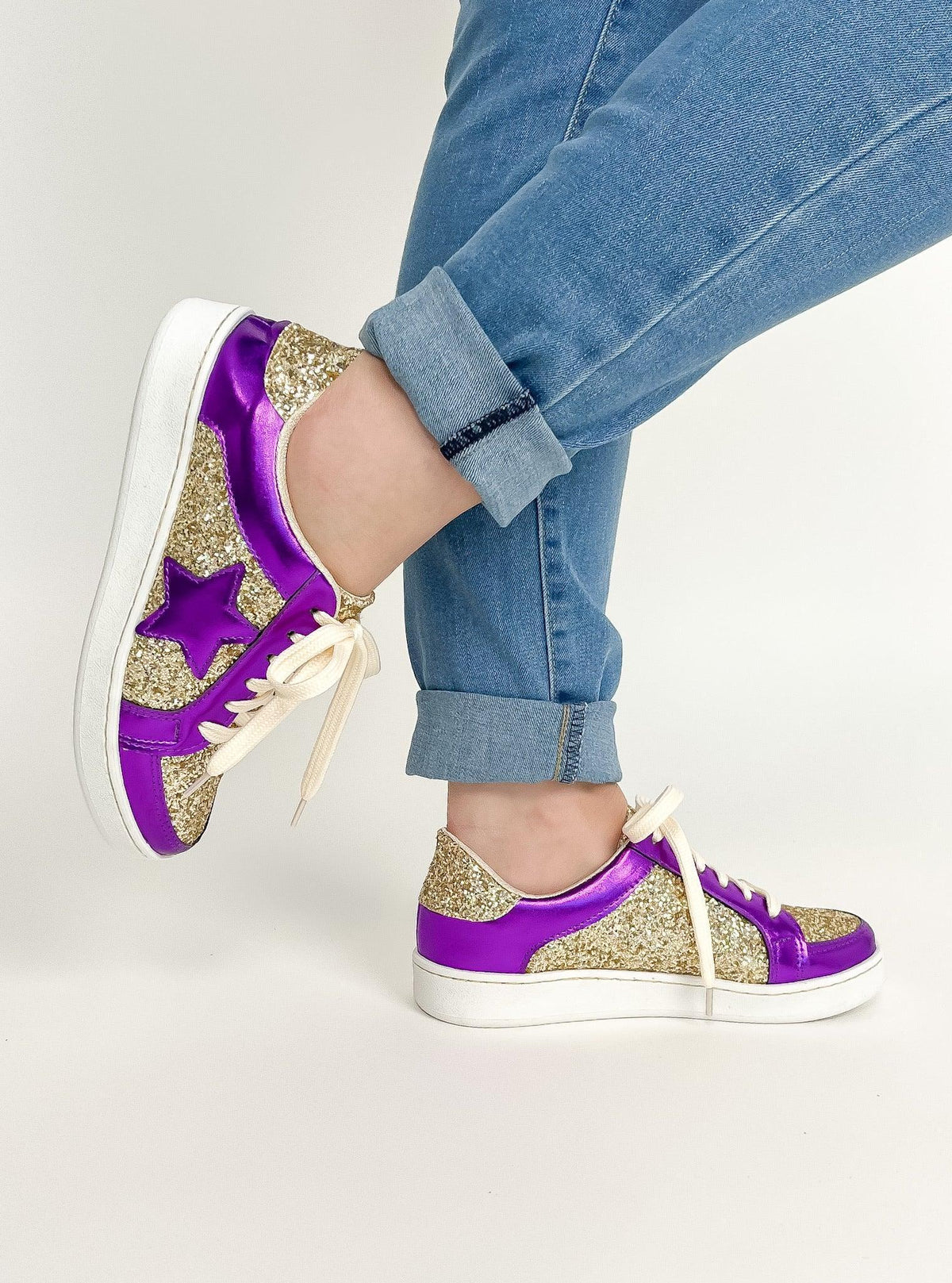 Purple & Gold Glitter Sneakers - SLS Wares