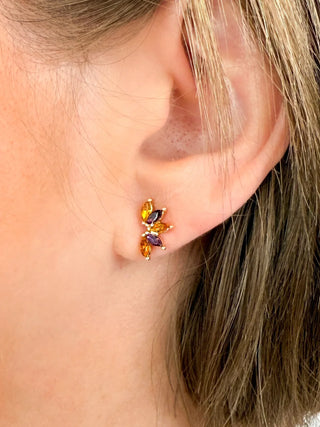 Purple & Gold Rhinestone Stud Earrings - SLS Wares