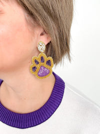 Purple & Gold Tiger Paw Earrings - SLS Wares
