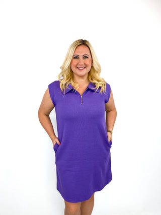 Purple Sleeveless Half-Zip Polo Dress - SLS Wares