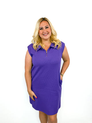 Purple Sleeveless Half-Zip Polo Dress - SLS Wares