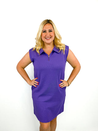 Purple Sleeveless Half-Zip Polo Dress - SLS Wares