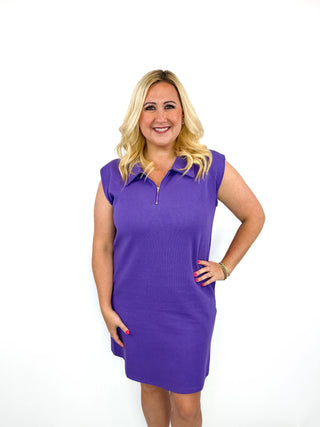 Purple Sleeveless Half-Zip Polo Dress - SLS Wares