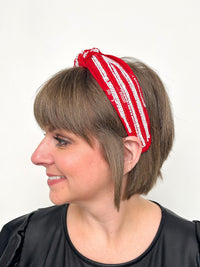 Red & White Sequined Stripe Headband - SLS Wares