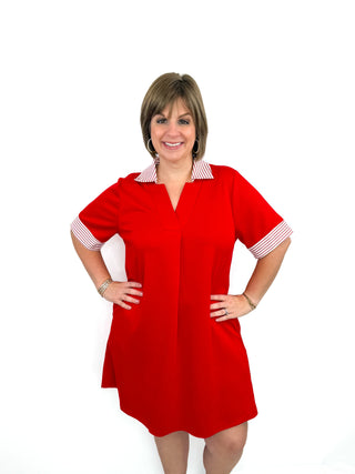 Red Flowy Knit Dress - SLS Wares