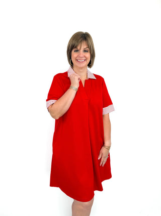 Red Flowy Knit Dress - SLS Wares