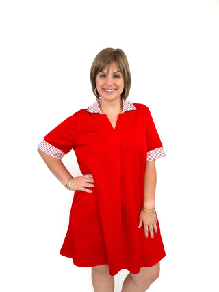 Red Flowy Knit Dress - SLS Wares