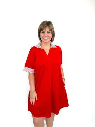 Red Flowy Knit Dress - SLS Wares