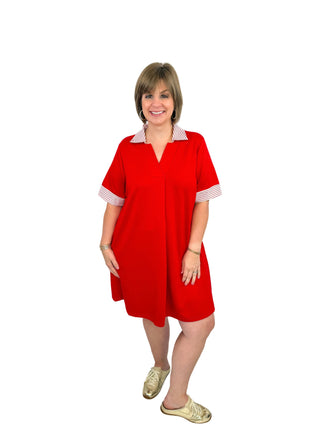 Red Flowy Knit Dress - SLS Wares
