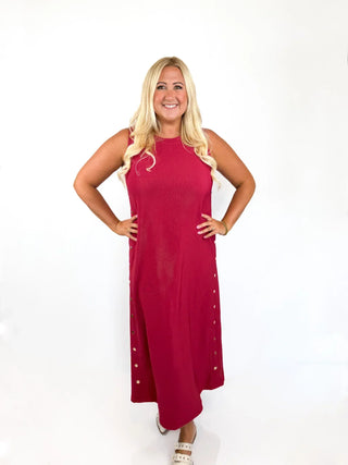 Red Gold Studded Maxi Dress - SLS Wares