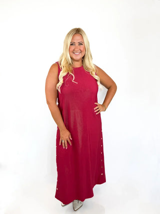 Red Gold Studded Maxi Dress - SLS Wares