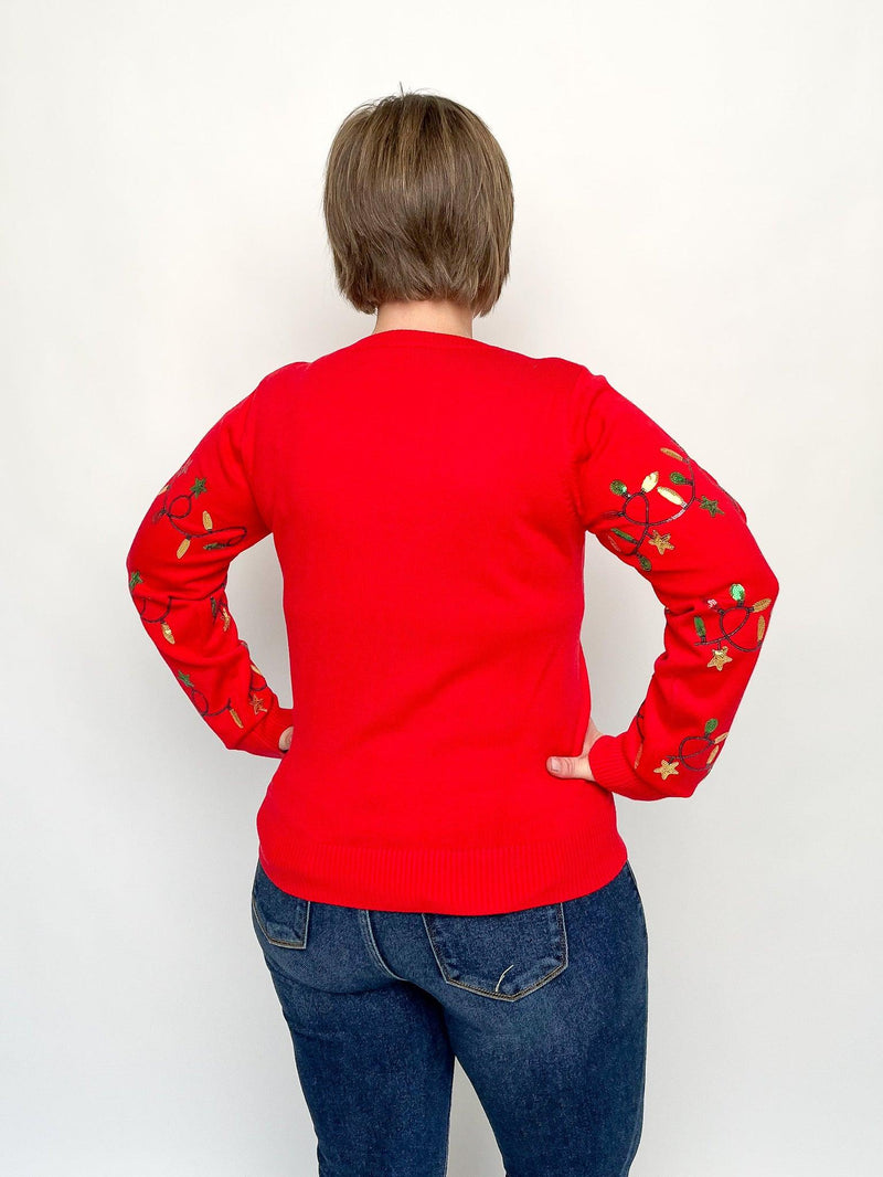 Red Sequin Lights Sweater - SLS Wares