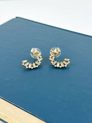 Rhinestone Half Circle Stud Earrings