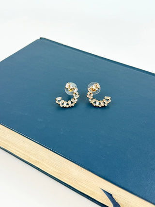 Rhinestone Half Circle Stud Earrings