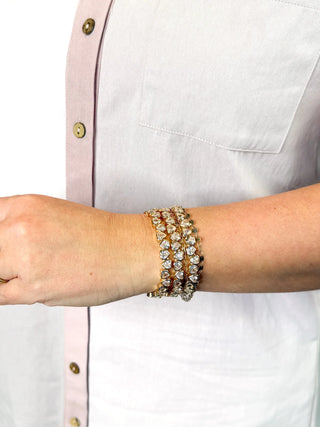 Rhinestone Heart Stretch Bracelet - SLS Wares