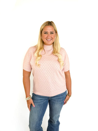 Rose Pink Mock Neck Sweater Top - SLS Wares