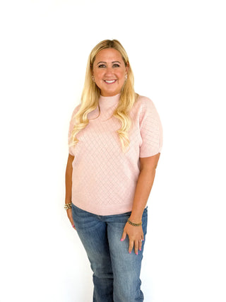 Rose Pink Mock Neck Sweater Top - SLS Wares