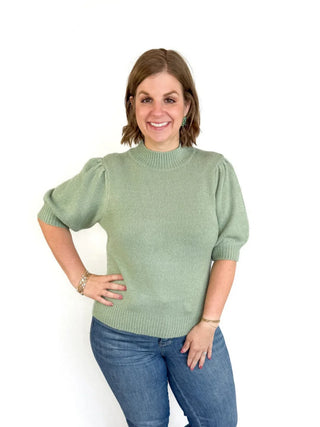 Sage Green Mock Neck Sweater Top - SLS Wares