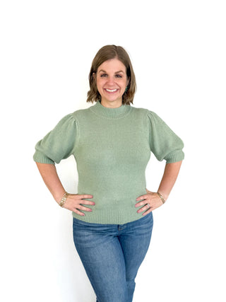 Sage Green Mock Neck Sweater Top - SLS Wares