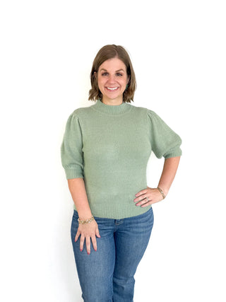 Sage Green Mock Neck Sweater Top - SLS Wares