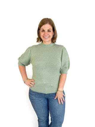 Sage Green Mock Neck Sweater Top - SLS Wares
