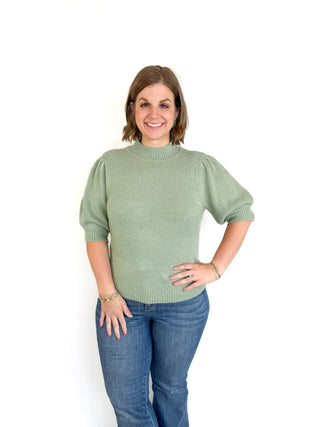 Sage Green Mock Neck Sweater Top - SLS Wares