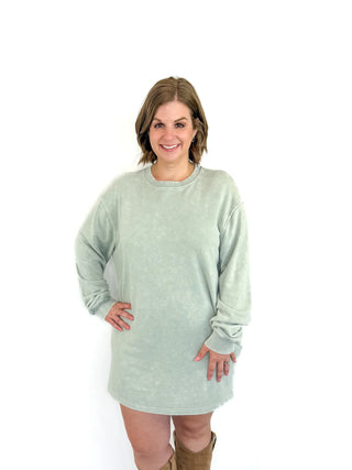 Sage Green Sweatshirt Dress - SLS Wares