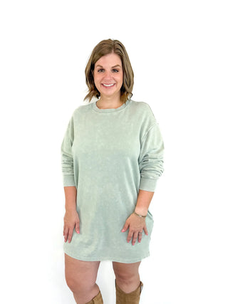 Sage Green Sweatshirt Dress - SLS Wares