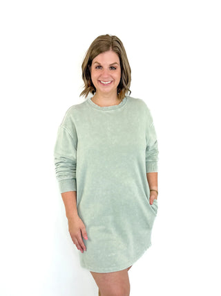 Sage Green Sweatshirt Dress - SLS Wares