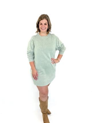 Sage Green Sweatshirt Dress - SLS Wares