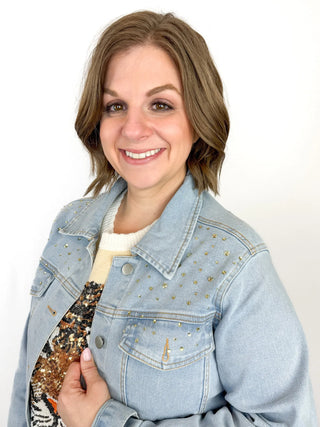 Tiger Sequin & Rhinestone Denim Jacket - SLS Wares