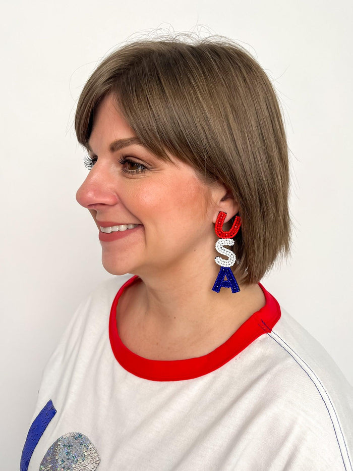 USA Beaded Earrings - SLS Wares
